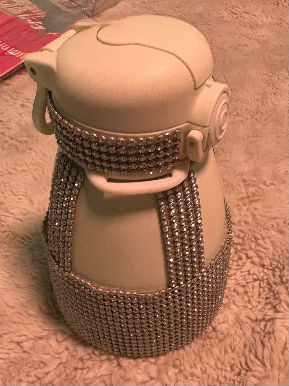 Crystal-Embellished Cream Women’s water bottle